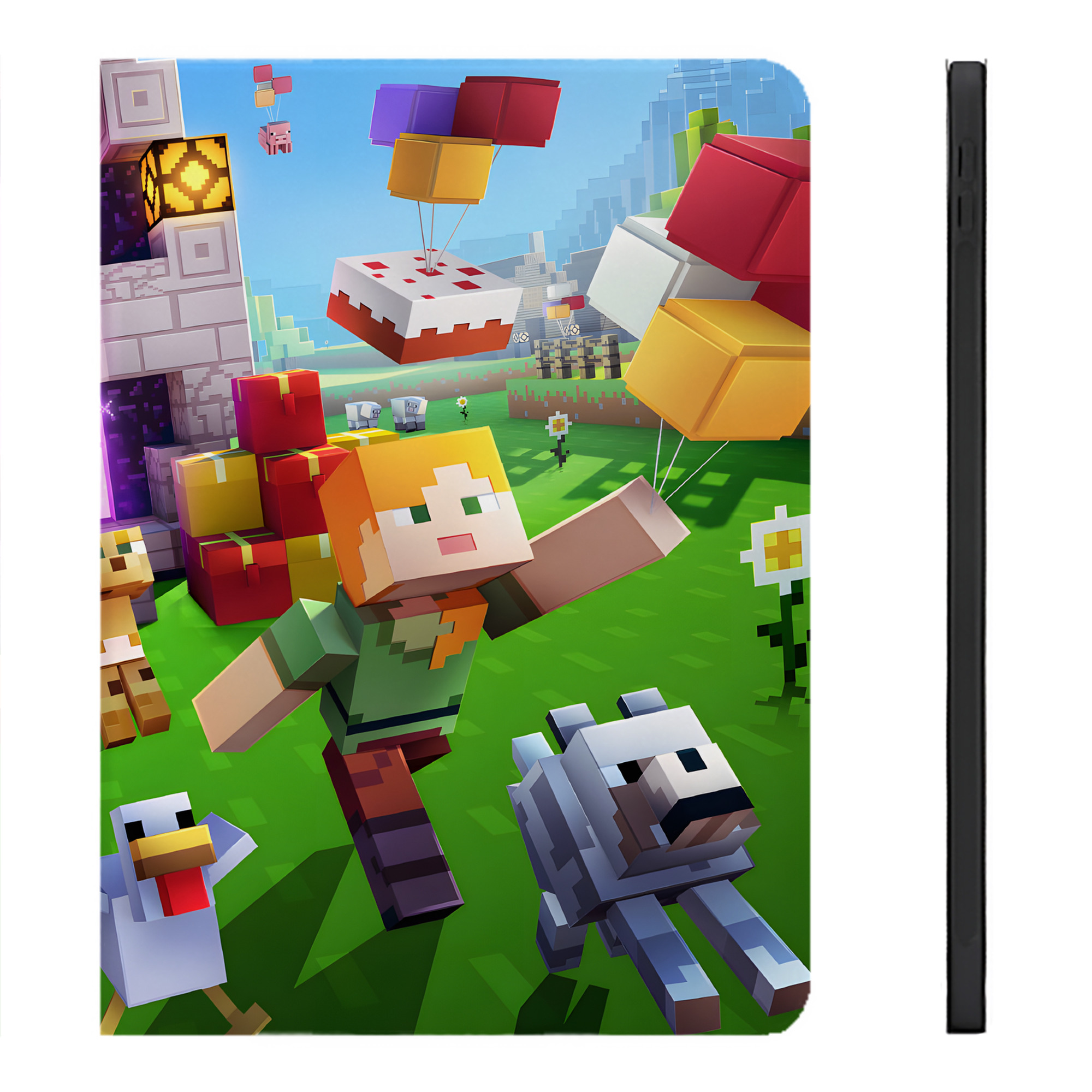 （画像用） マインクラフト ブロックの世界 Minecraft MC Block world IPadケース ペンホルダー付き ブックスタイルデザイン